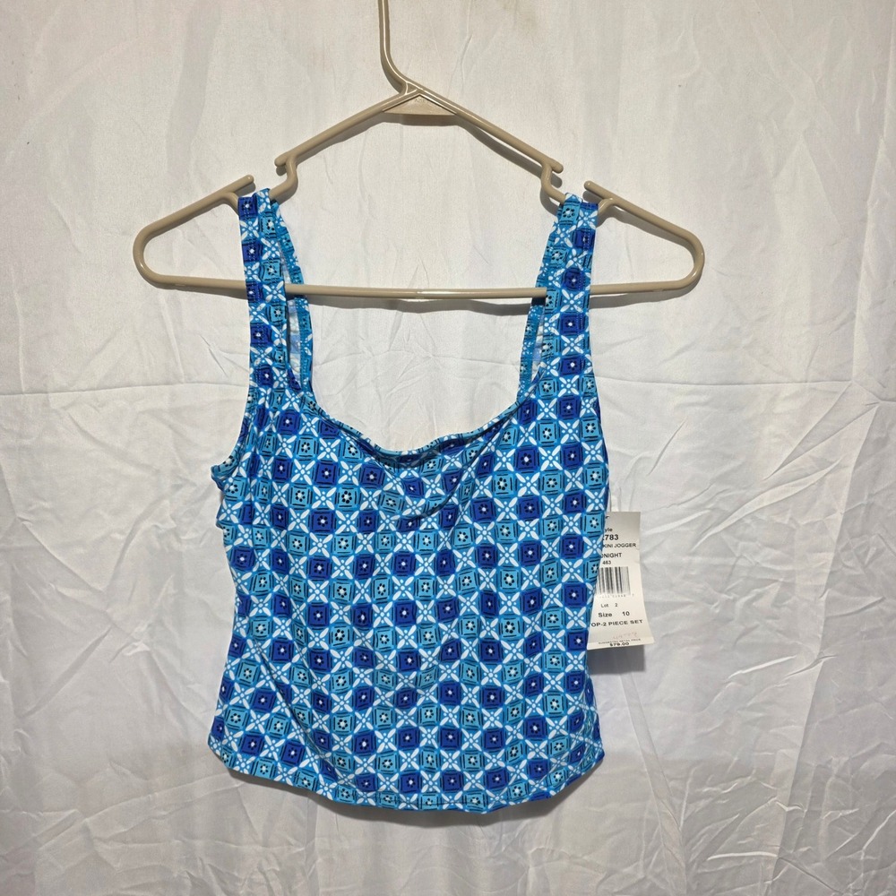 Gabar Womens Midnight Blue Geometric Tankini Swim Top G2783 New Size 10